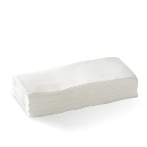 Biopak White Quilted Dinner Napkins 2ply 1/8 Fold 100pk